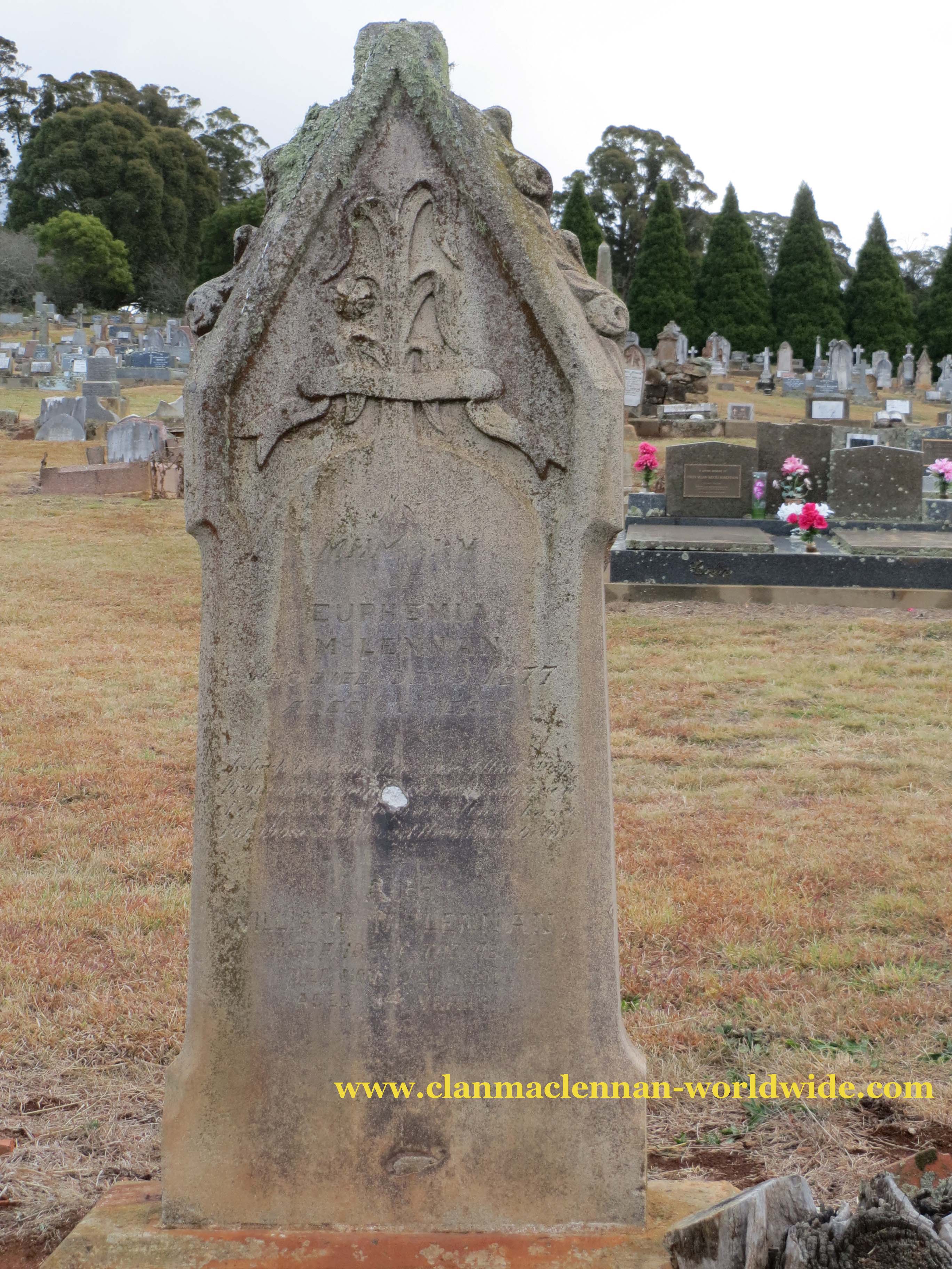 Photo of headstones/William McLennan d1891 & Euphemia hdstn Taralga